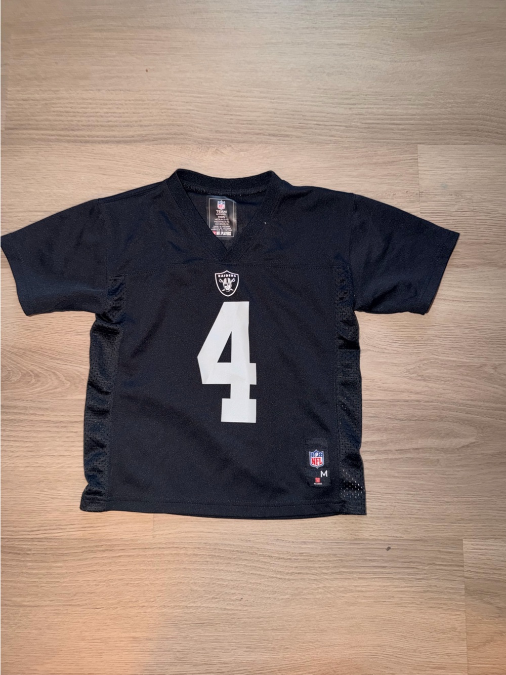 NFL Toddler Black Jersey Shirt with White Number 4